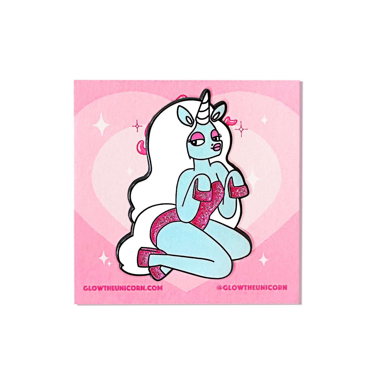 unicorn hard enamel pin with glitter 