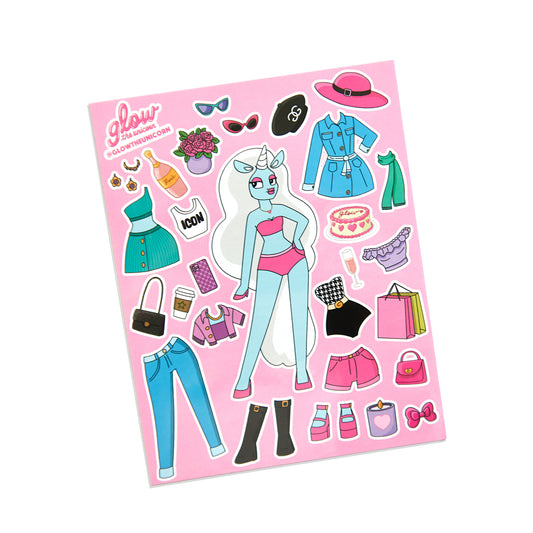 glow the unicorn sticker pack doll