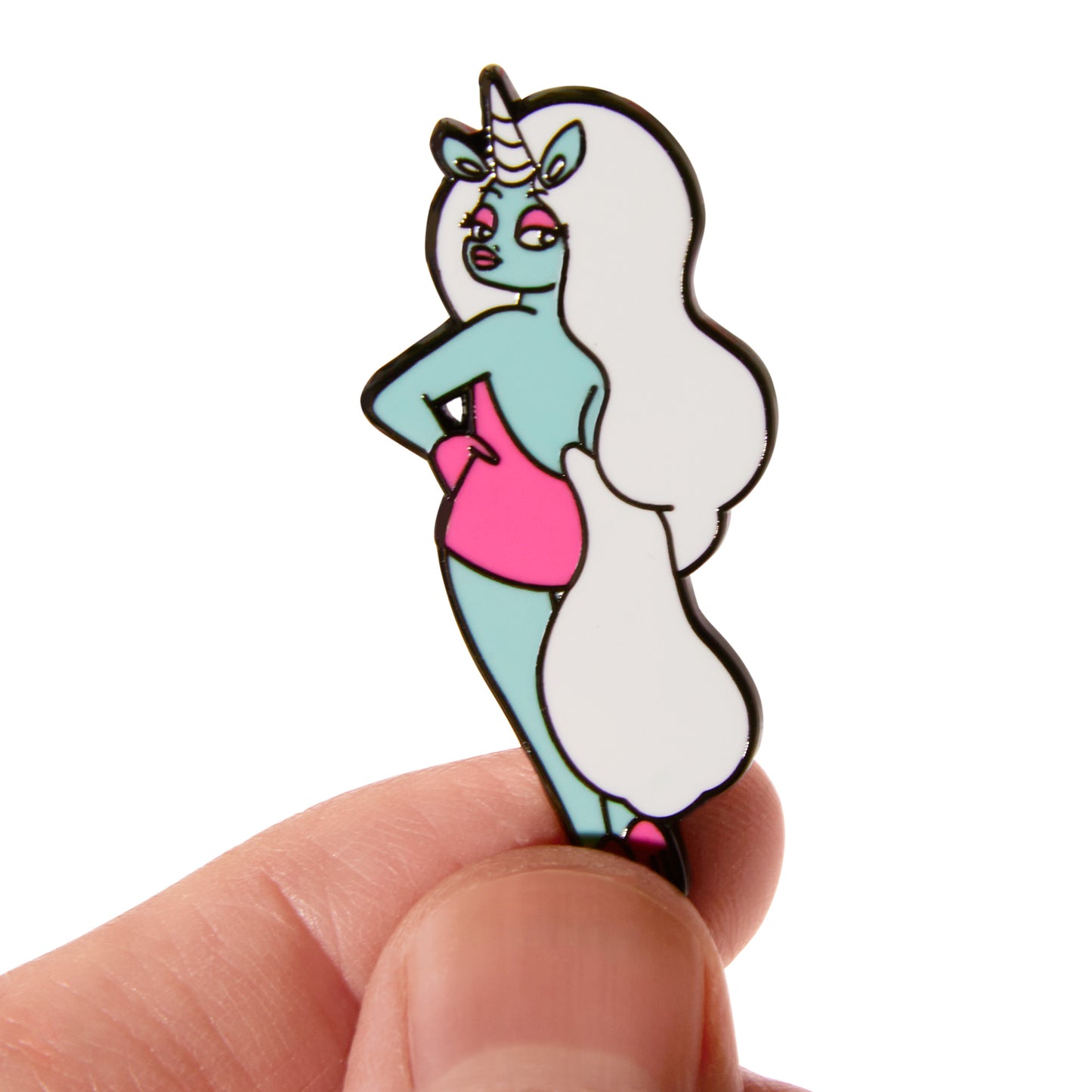 glow the unicorn sassy pin in hard enamel