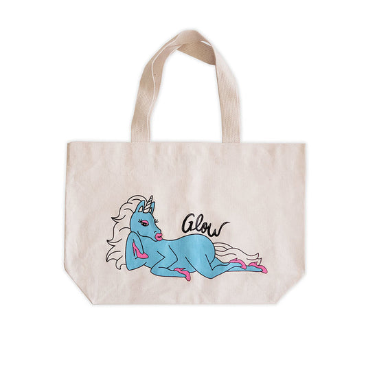 blue unicorn canvas tote. unicorn tote