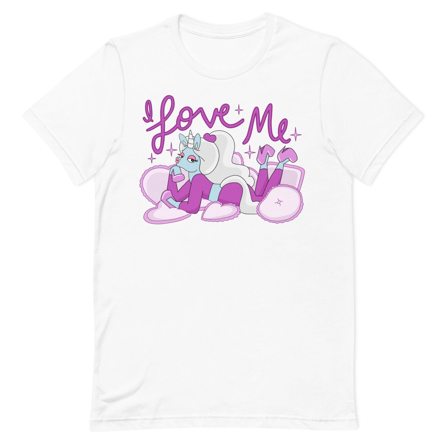 I love me white tee with Glow The Unicorn