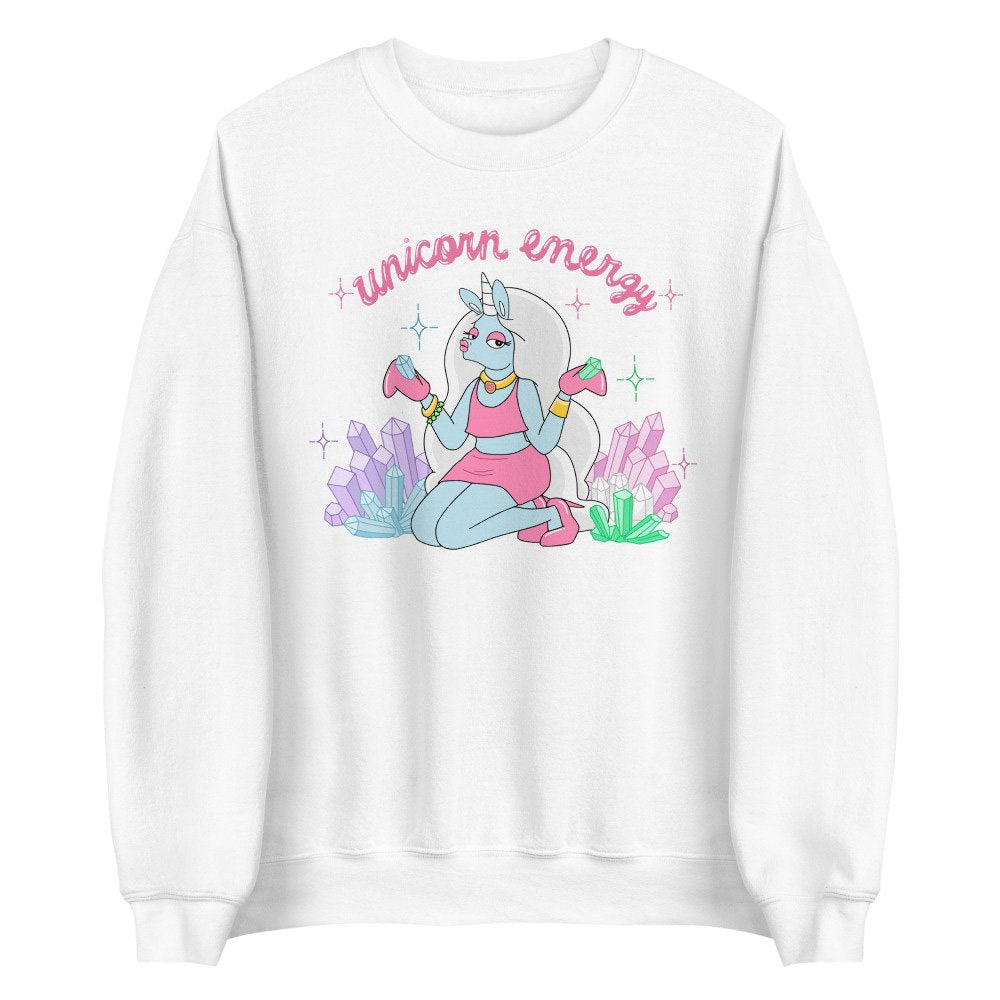 white unicorn sweater unicorn energy