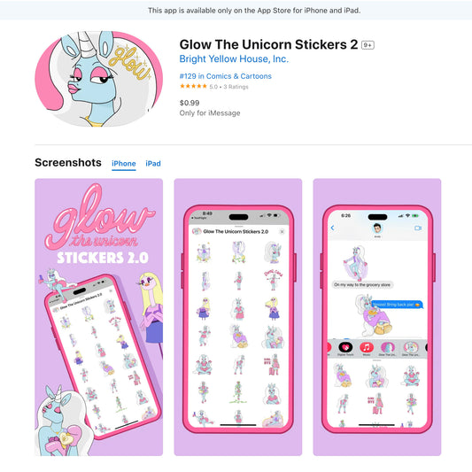 New Glow The Unicorn Stickers on iOS
