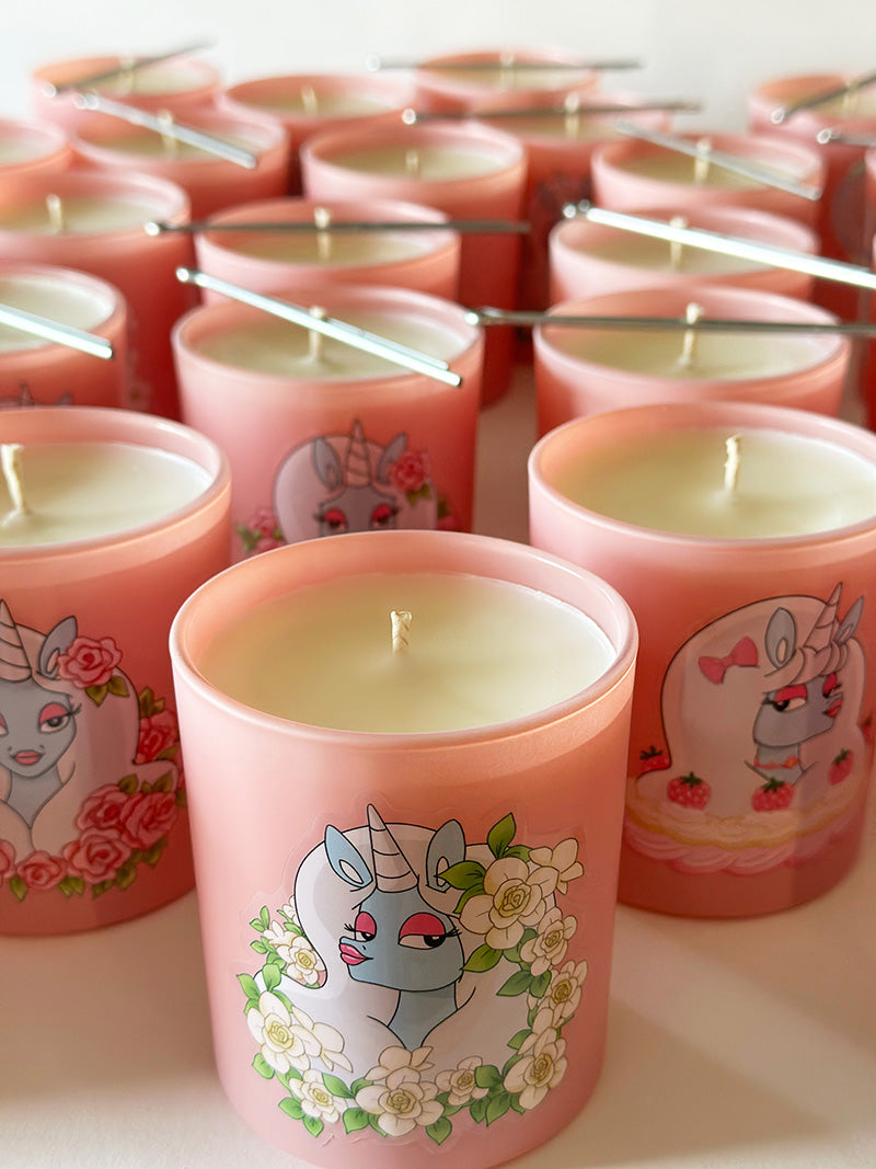 pink jar unicorn candles