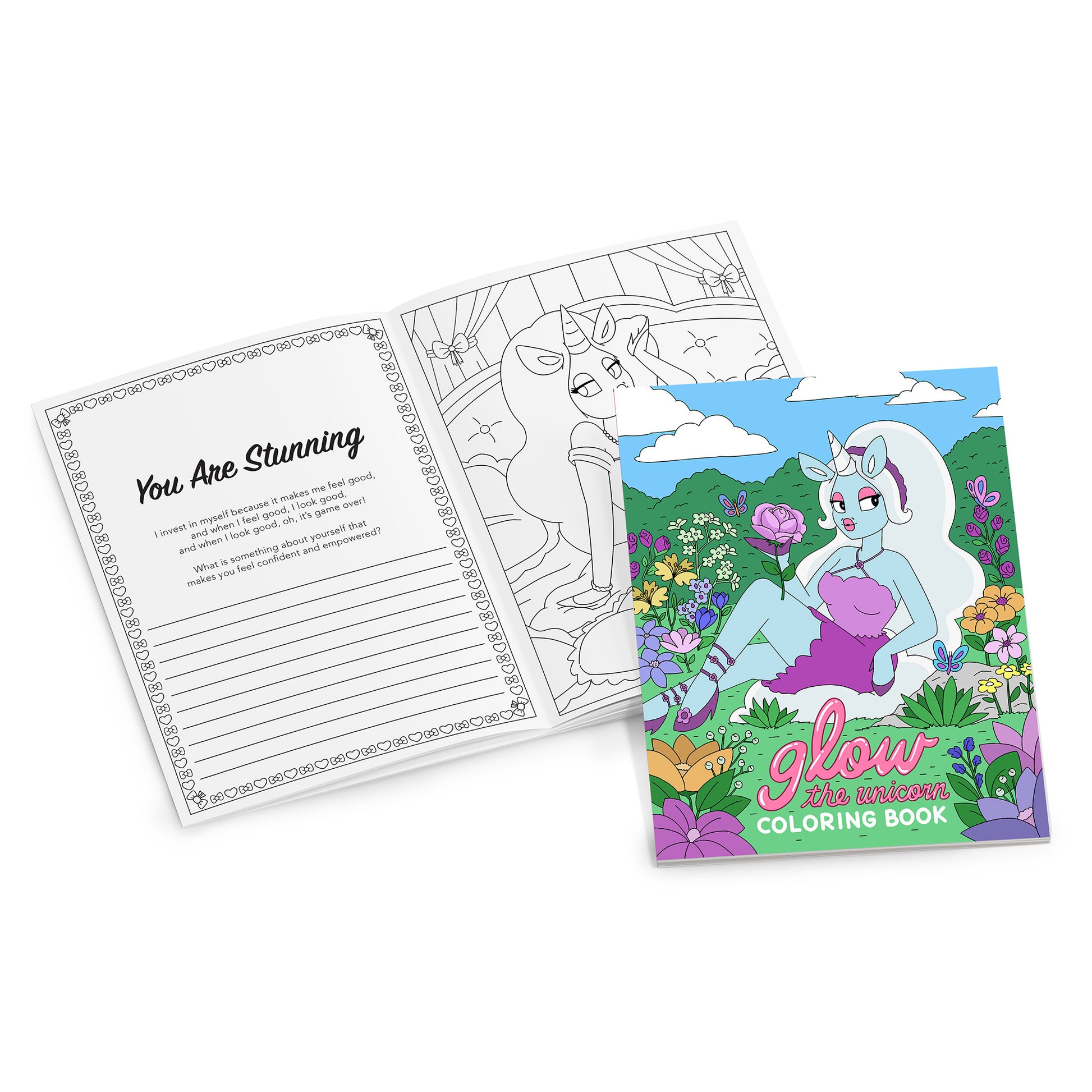 open coloring book _ glow the unicorn
