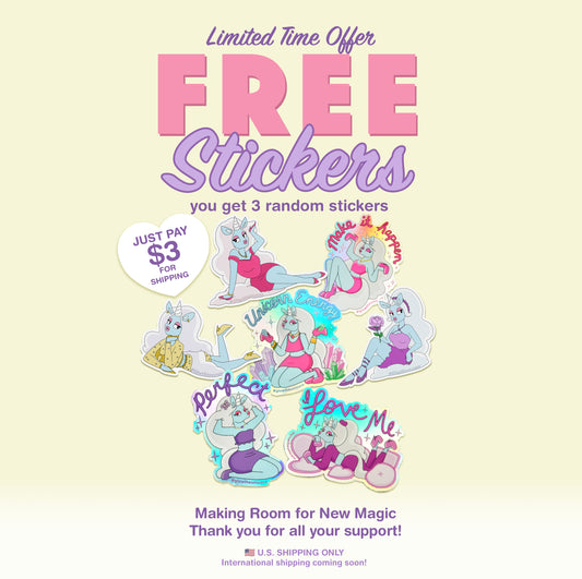 free unicorn stickers. glow the unicorn stickers promo