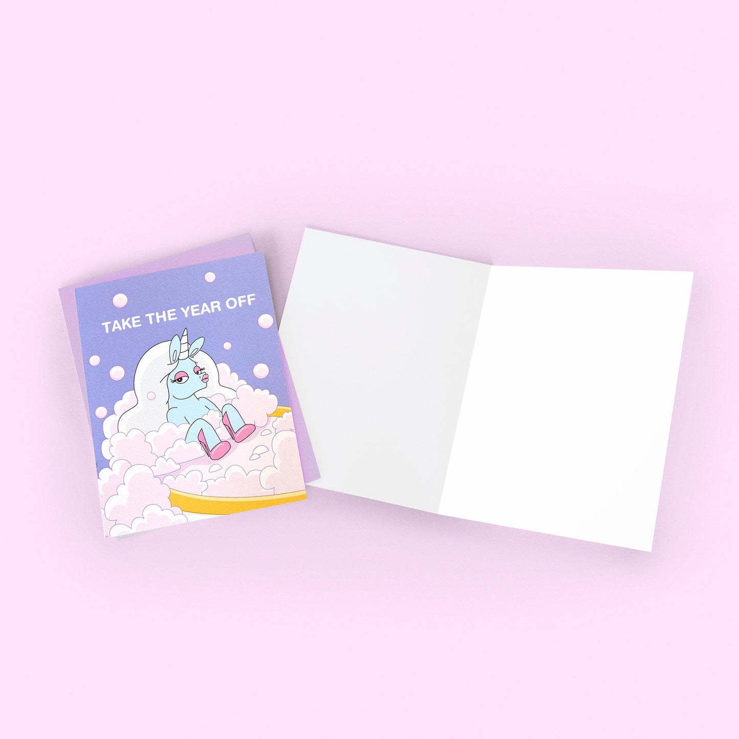 unicorn bubble bath card