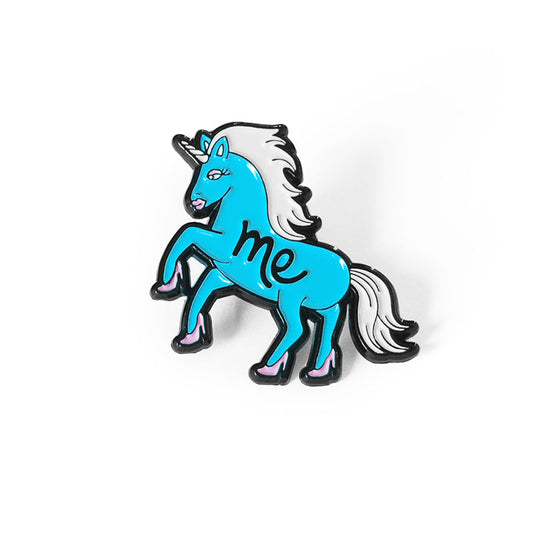 blue unicorn enamel pin