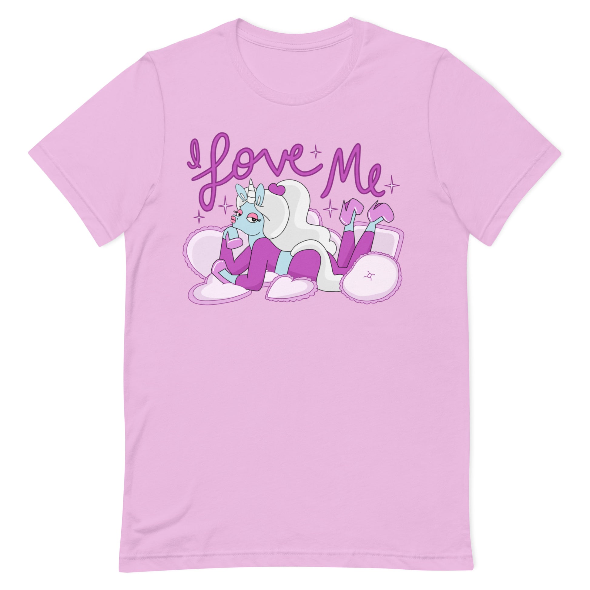 I love me lilac tee shirt with glow the unicorn