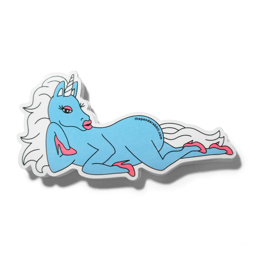 glow the unicorn blue sticker with heels 