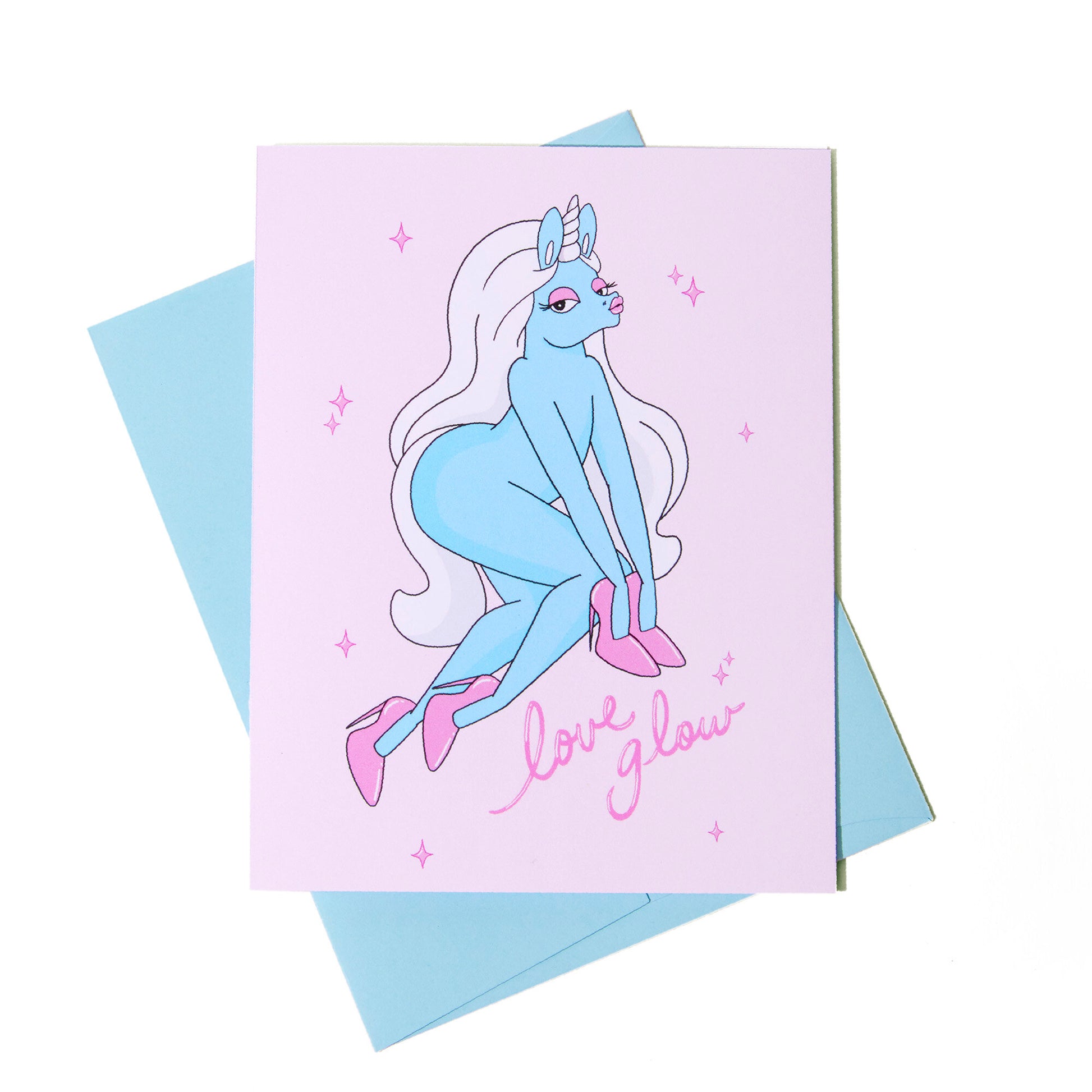 blue unicorn card and envelope