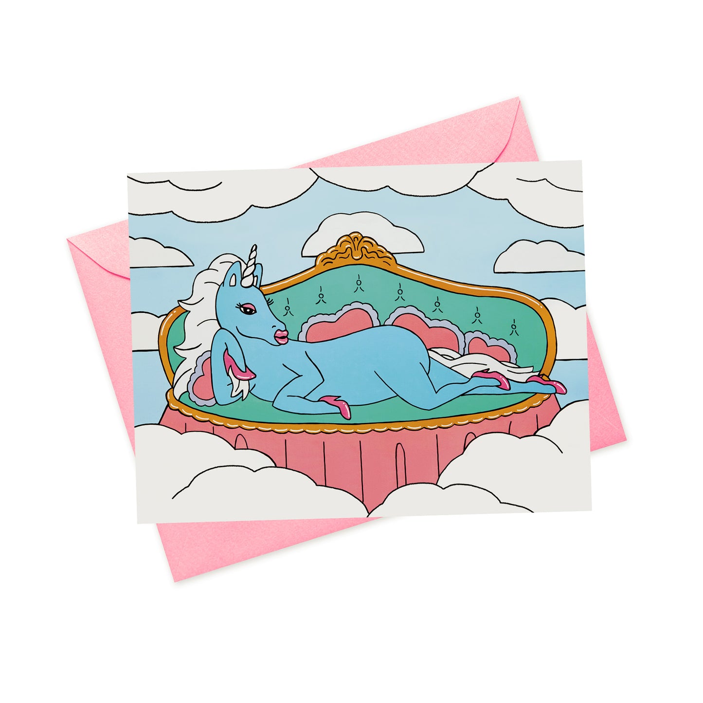 blue unicorn greeting card