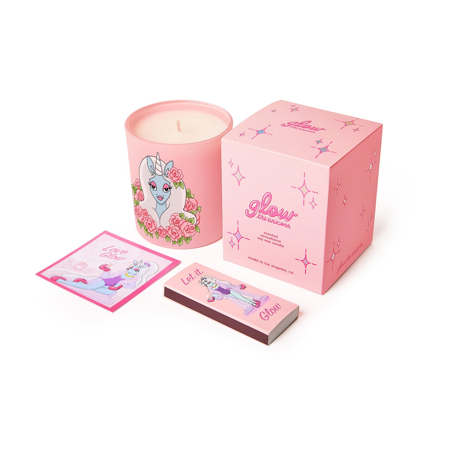 unicorn rose candle gift set