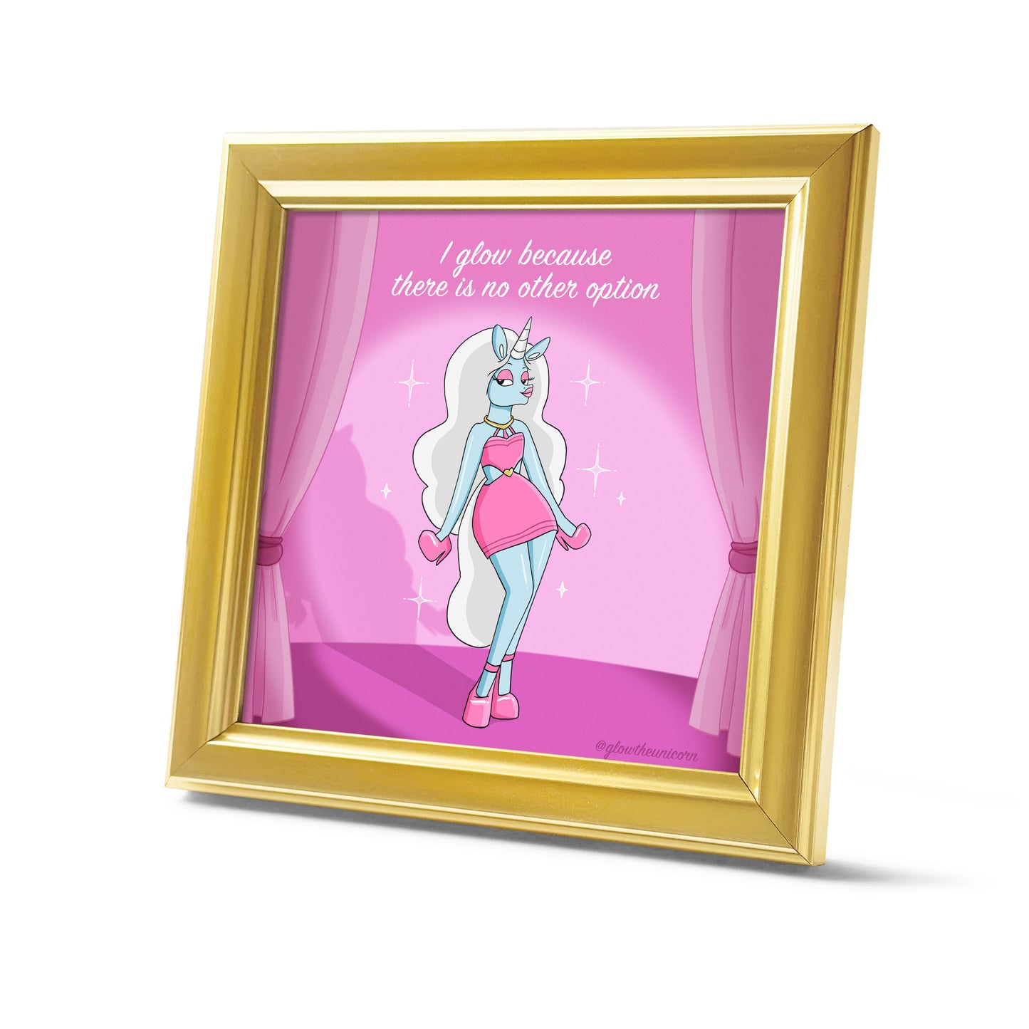 framed art of glow on stage