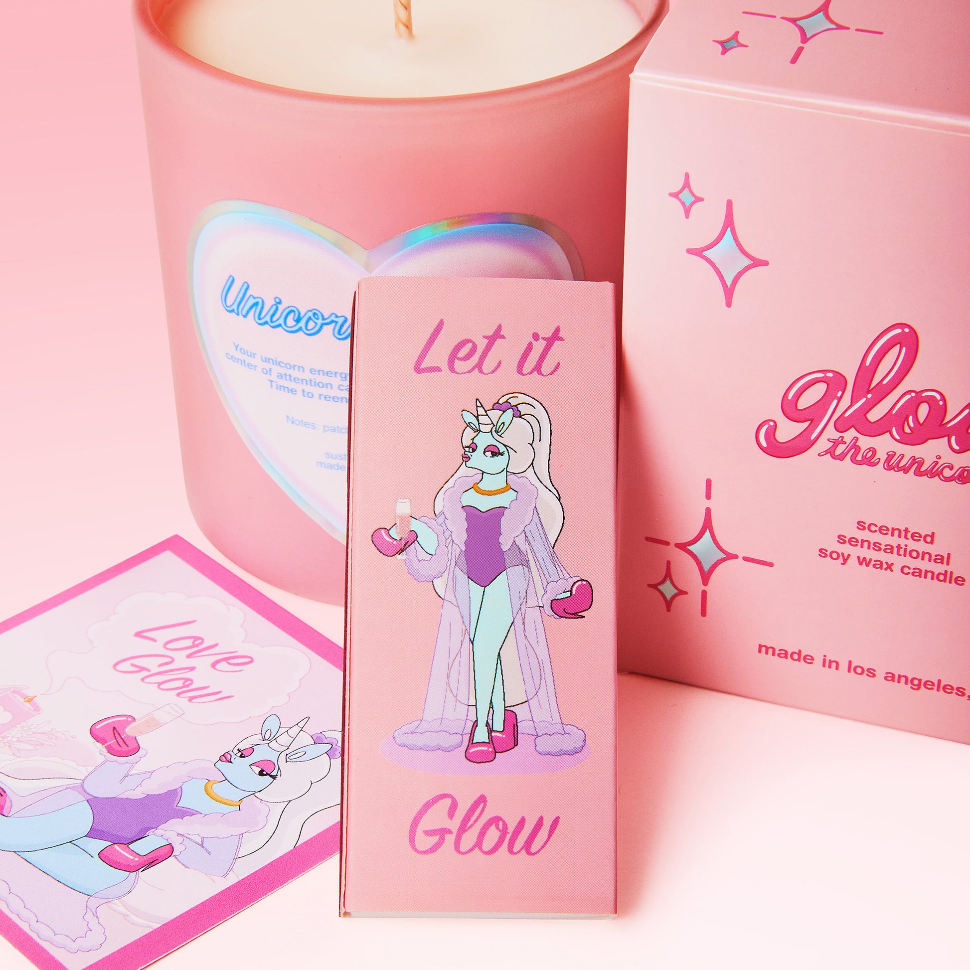 pink unicorn matches and packaging