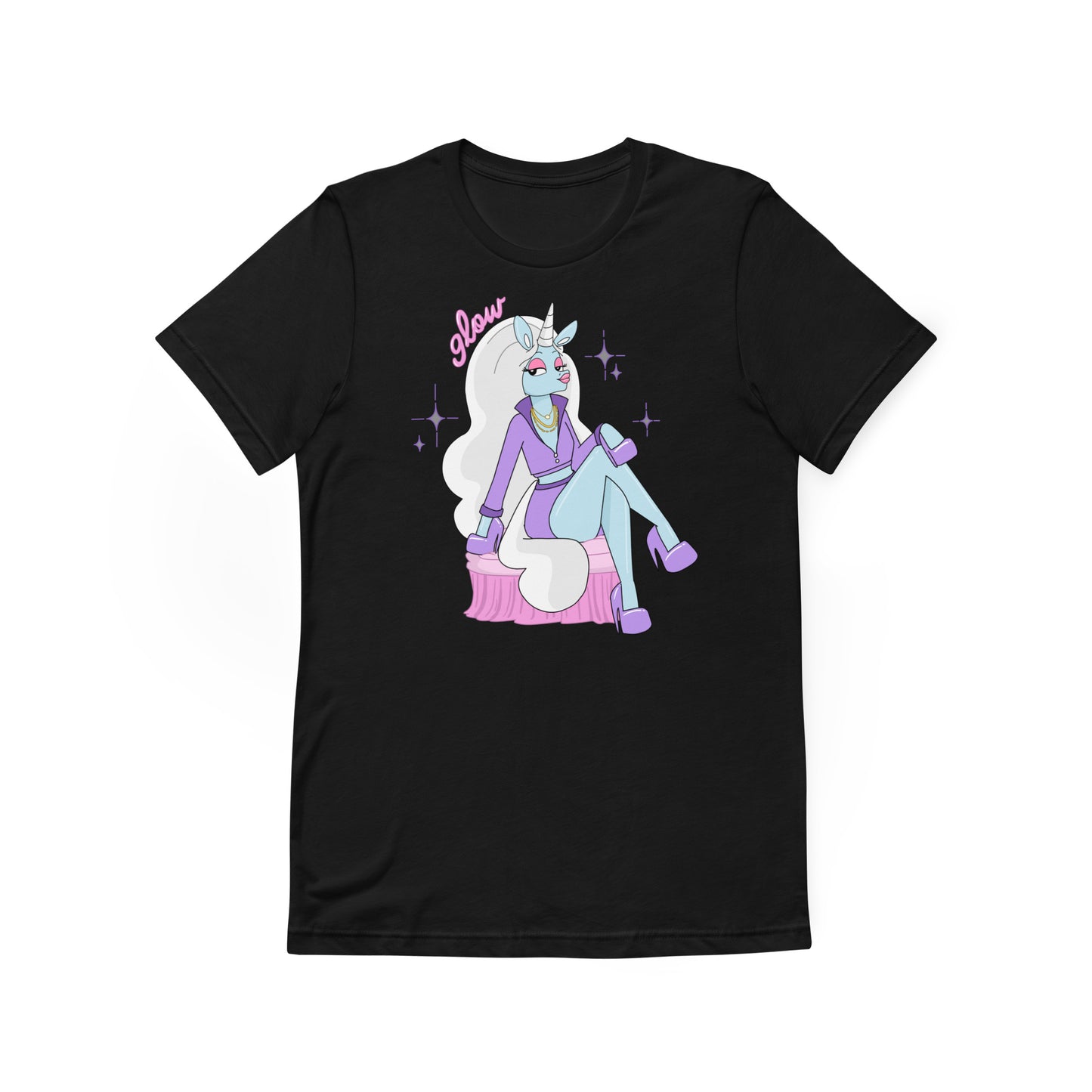 stunning unicorn shirt in black front