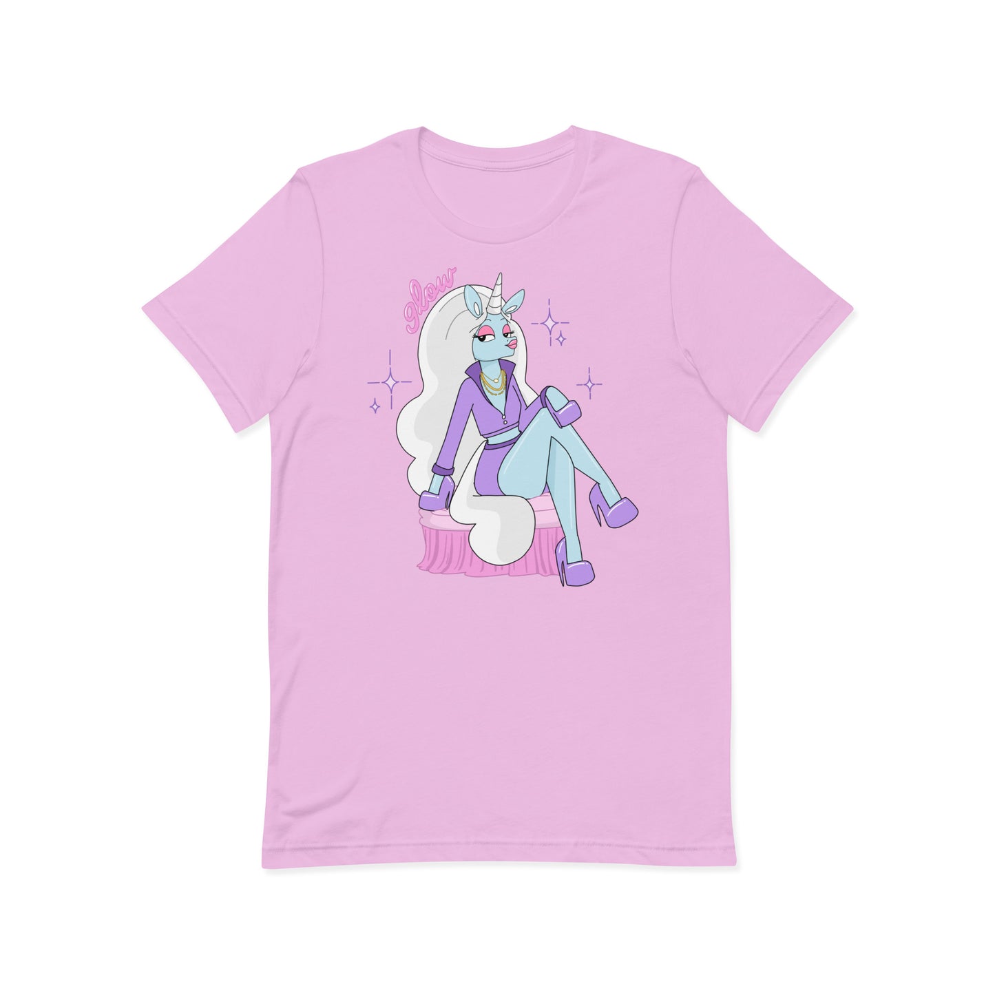 stunning unicorn shirt in lilac front