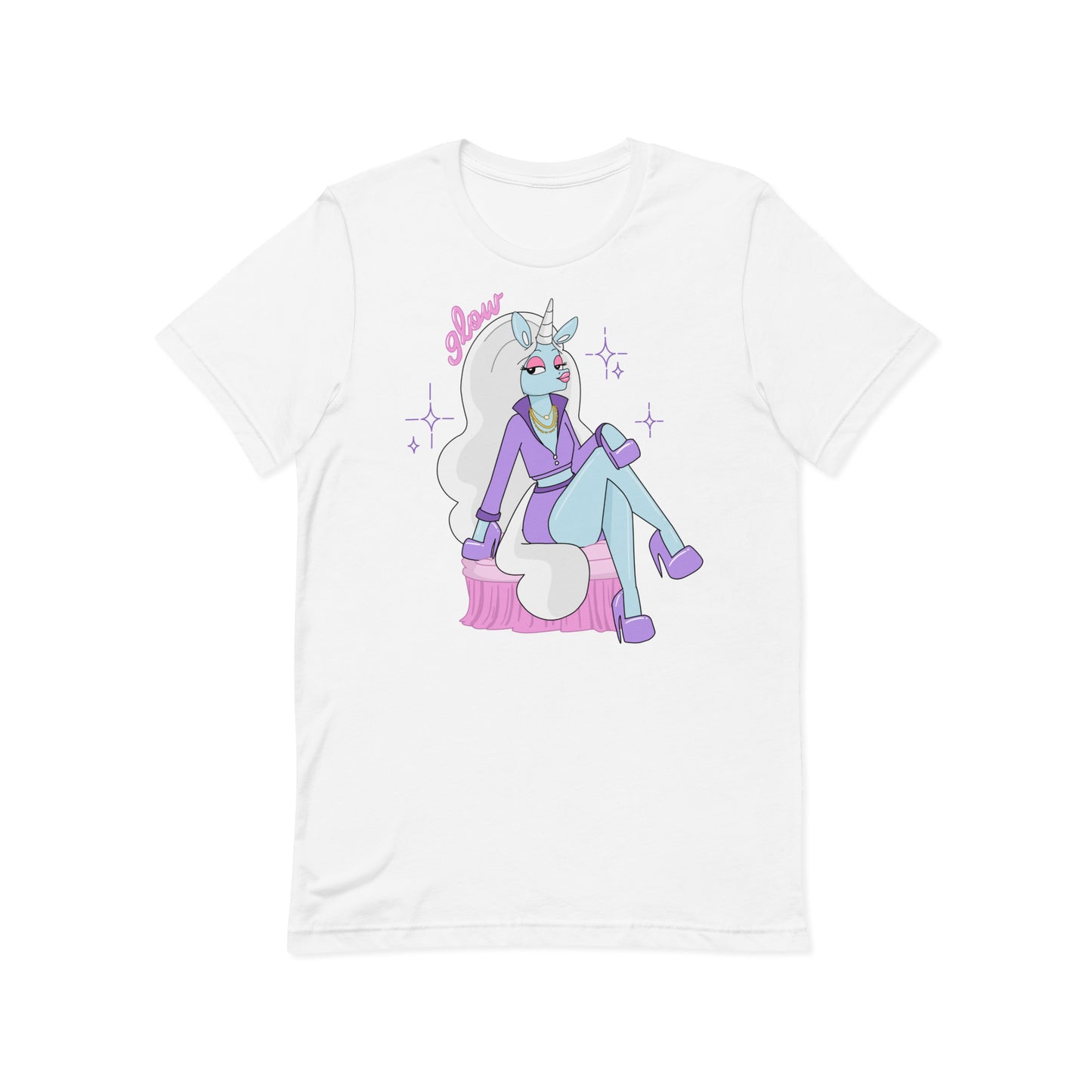 stunning unicorn shirt in white front