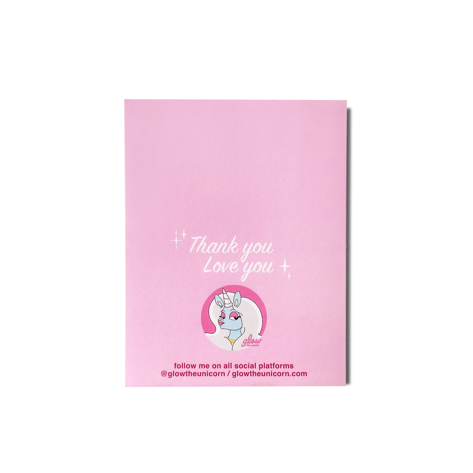thanks babe unicorn greeting card back