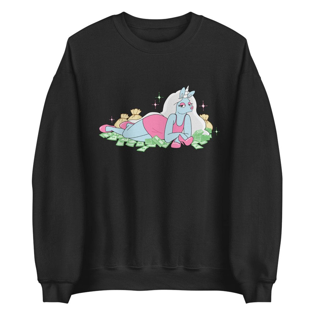 black unicorn sweater money