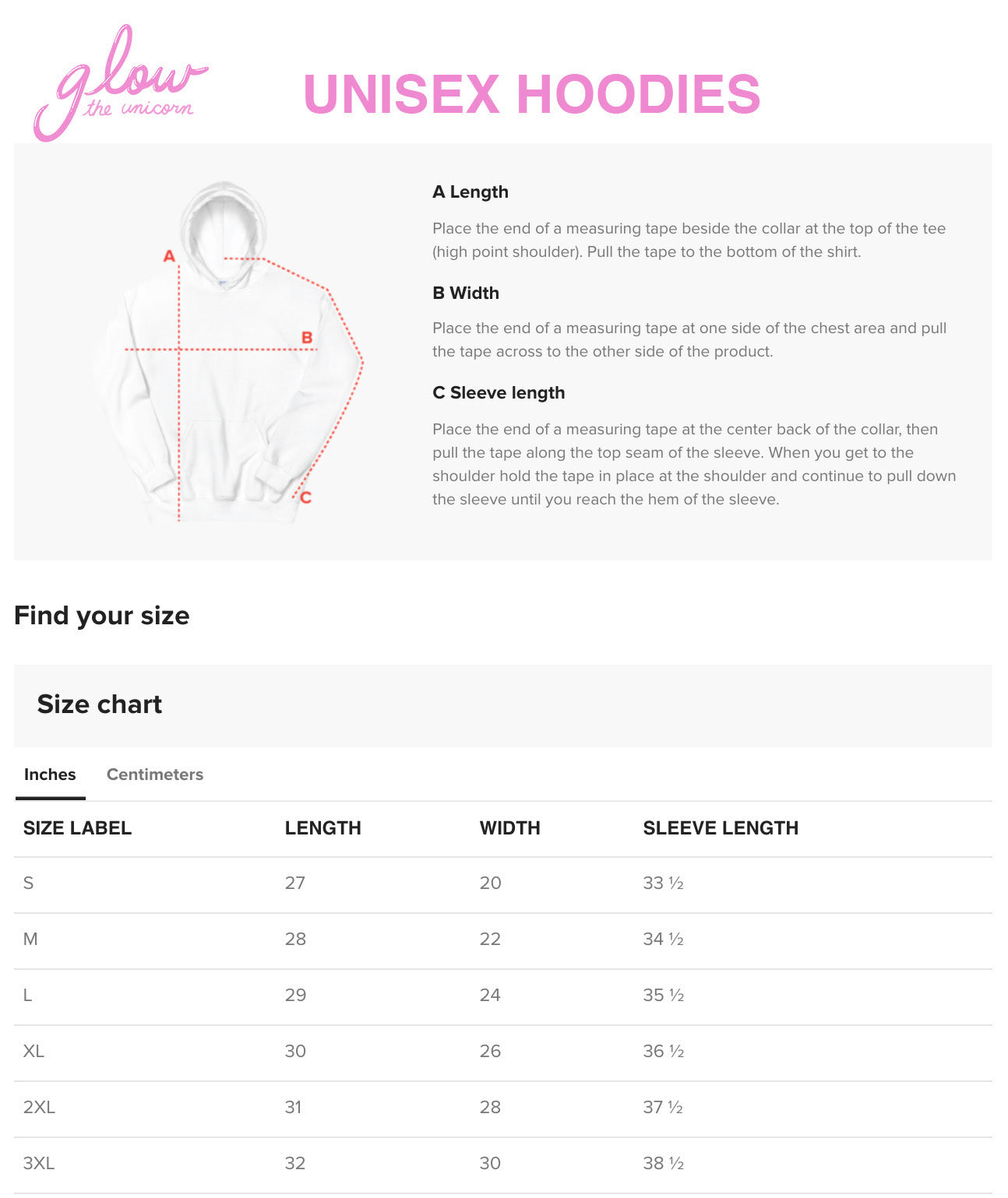 size guide for hoodies I love me